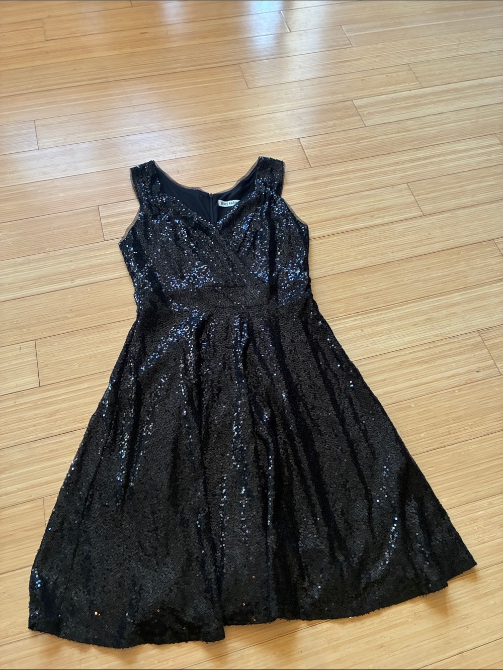 Grace Karin Black Sequin Sleeveless A-Line Dress